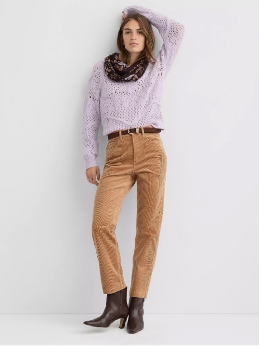 Ann Taylor LOFT Straight Corduroy High Rise Pants Preppy Tan 30